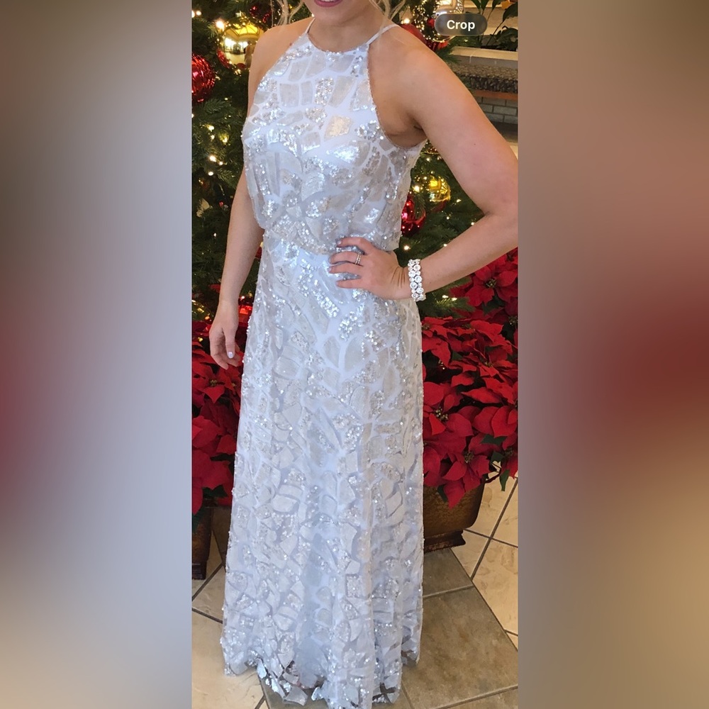 Donna Morgan Elegant Silver Sequin Dress